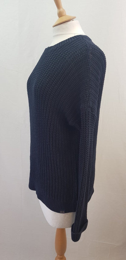 Superdry Navy Cotton Knit Jumper Size 10 Sample Garment Excellent Condition