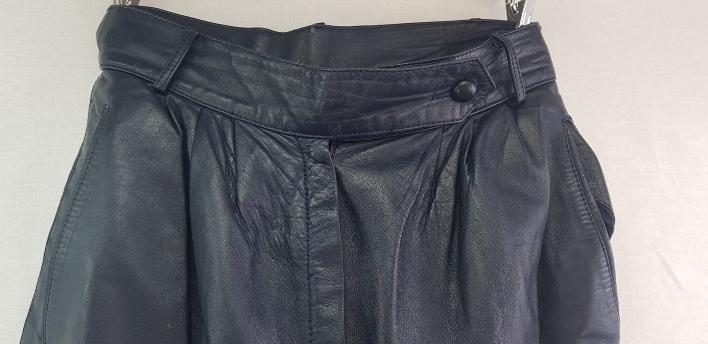 Trussardi Navy Leather Trousers Size 8/10 Euro 44 VGC