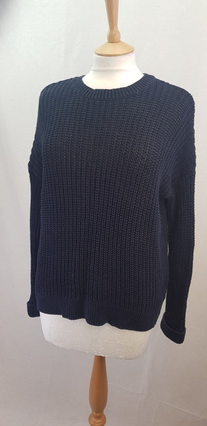 Superdry Navy Cotton Knit Jumper Size 10 Sample Garment Excellent Condition