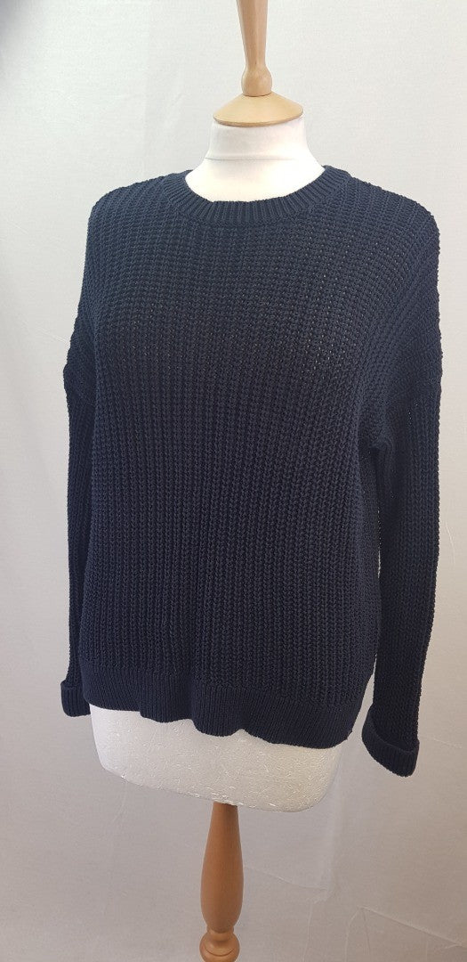 Superdry Navy Cotton Knit Jumper Size 10 Sample Garment Excellent Condition