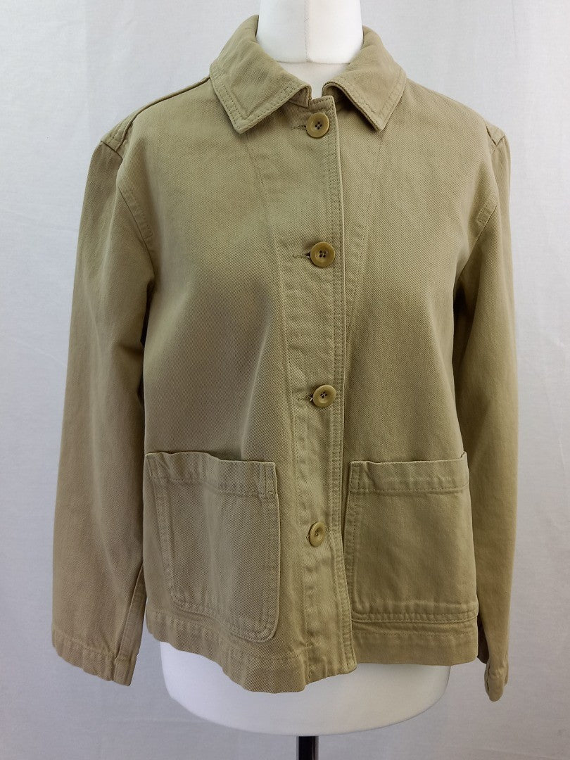 Toast Garment Dyed Workwear Jacket Stone NWT Cotton Button Down Jacket - Size 8