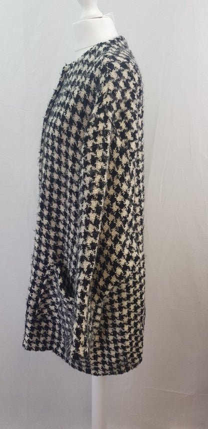 Weave Of The Irish Black White Coatigan Wool Mix Size S/M  VGC