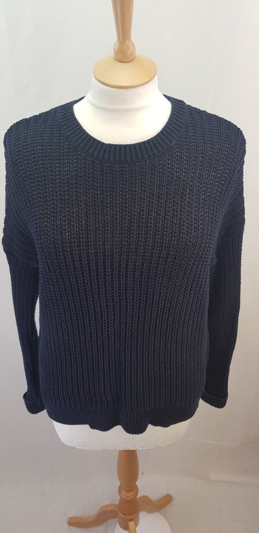 Superdry Navy Cotton Knit Jumper Size 10 Sample Garment Excellent Condition