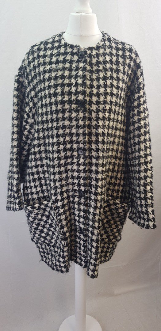 Weave Of The Irish Black White Coatigan Wool Mix Size S/M  VGC