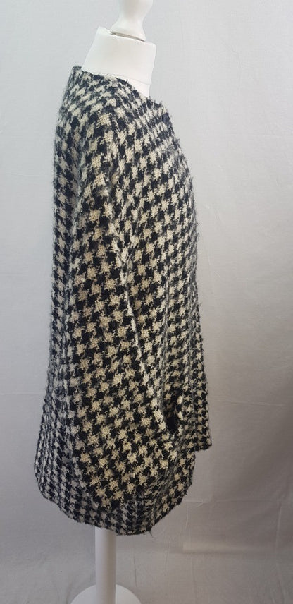 Weave Of The Irish Black White Coatigan Wool Mix Size S/M  VGC