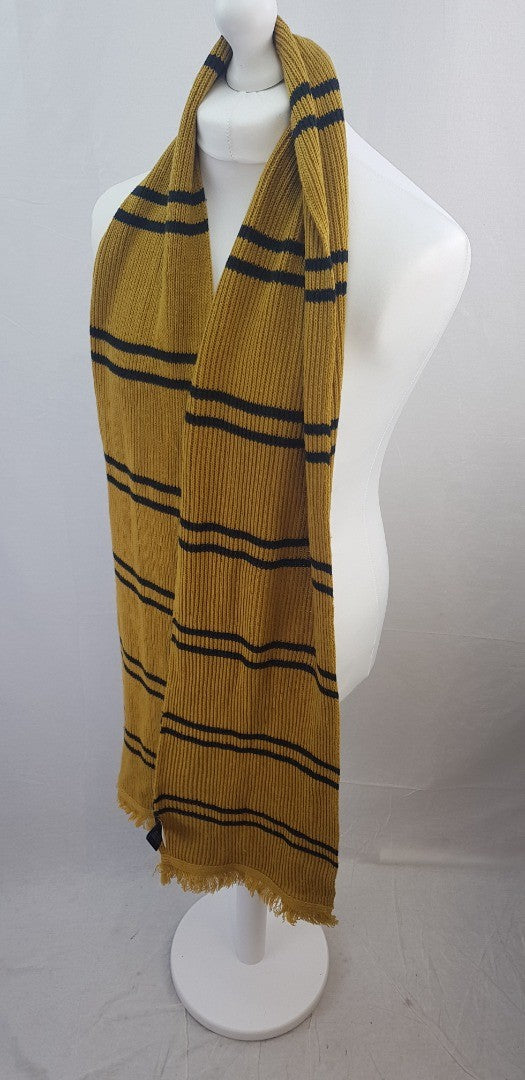 Harry Potter Hufflepuff Universal Studios Scarf Yellow Black 11" x 87" Excellent Condition