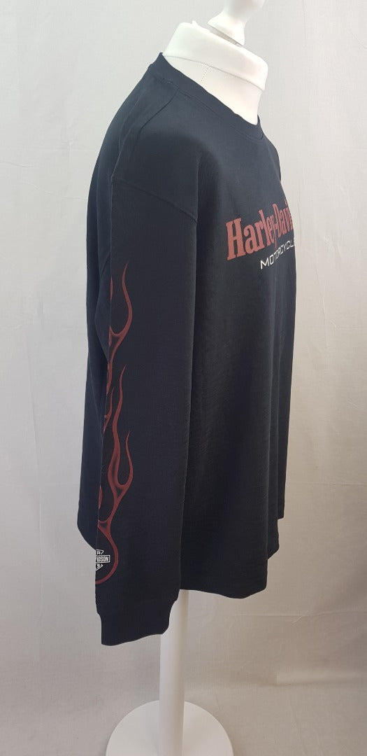 Harley-Davidson Black Long Sleeve Stacked Logo TShirt Size 2XL BNWT