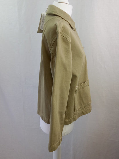 Toast Garment Dyed Workwear Jacket Stone NWT Cotton Button Down Jacket - Size 8