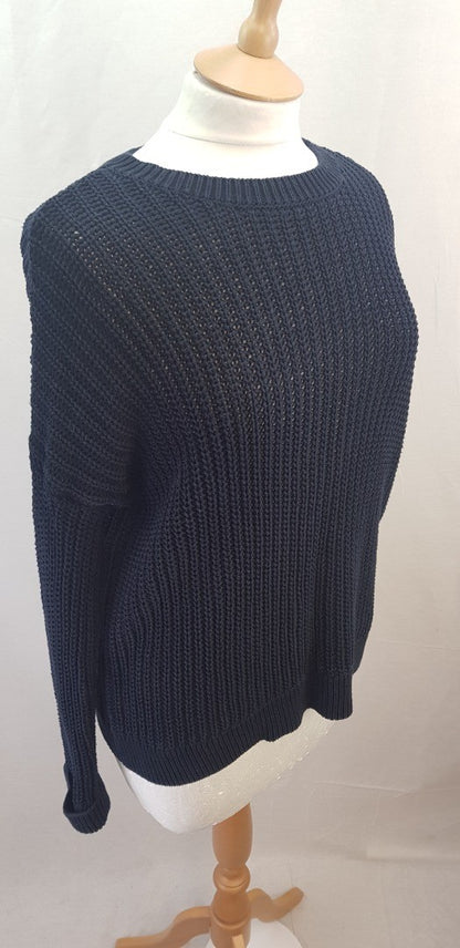 Superdry Navy Cotton Knit Jumper Size 10 Sample Garment Excellent Condition