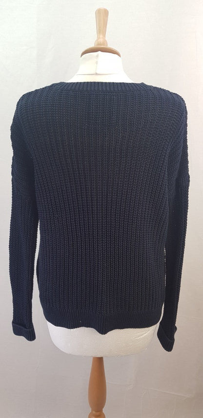 Superdry Navy Cotton Knit Jumper Size 10 Sample Garment Excellent Condition