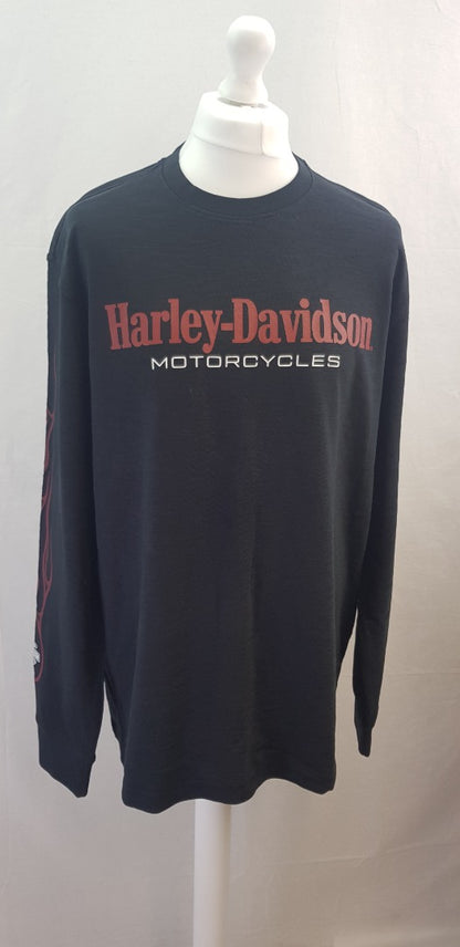 Harley-Davidson Black Long Sleeve Stacked Logo TShirt Size 2XL BNWT