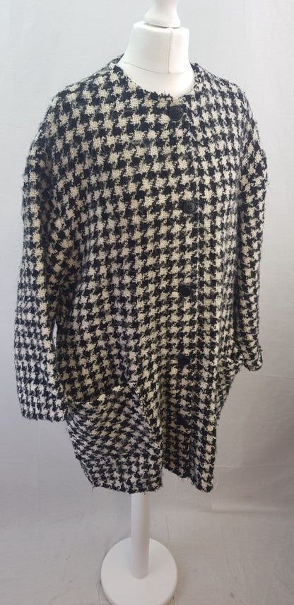 Weave Of The Irish Black White Coatigan Wool Mix Size S/M  VGC