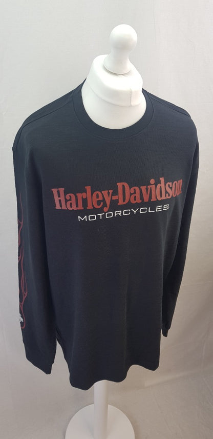 Harley-Davidson Black Long Sleeve Stacked Logo TShirt Size 2XL BNWT