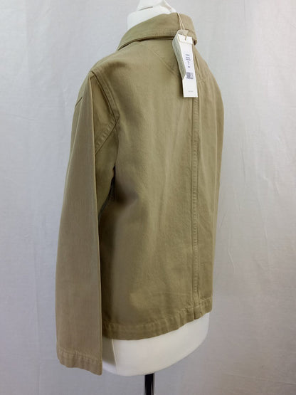 Toast Garment Dyed Workwear Jacket Stone NWT Cotton Button Down Jacket - Size 8