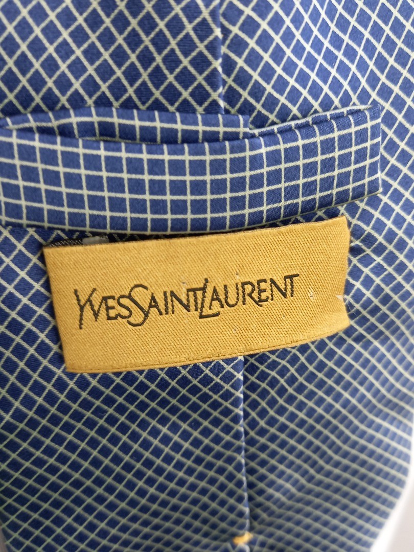 Yves Saint Laurent YSL 100% Silk Checked Tie Vintage Made in Italy