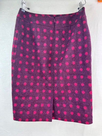 Dickins & Jones Moon Burgundy Red Spotty Winter Skirt Size 10 Excellent Condition