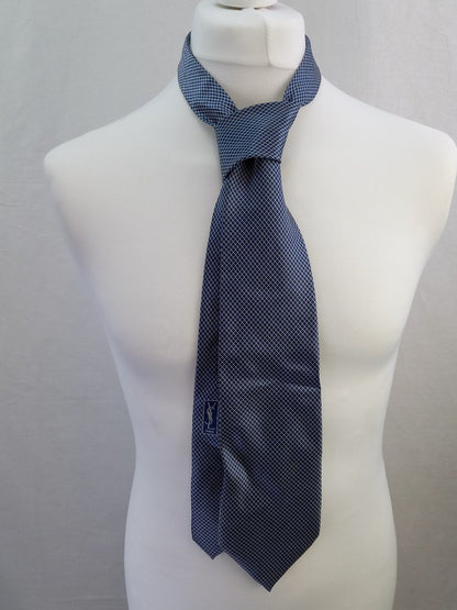 Yves Saint Laurent YSL 100% Silk Checked Tie Vintage Made in Italy