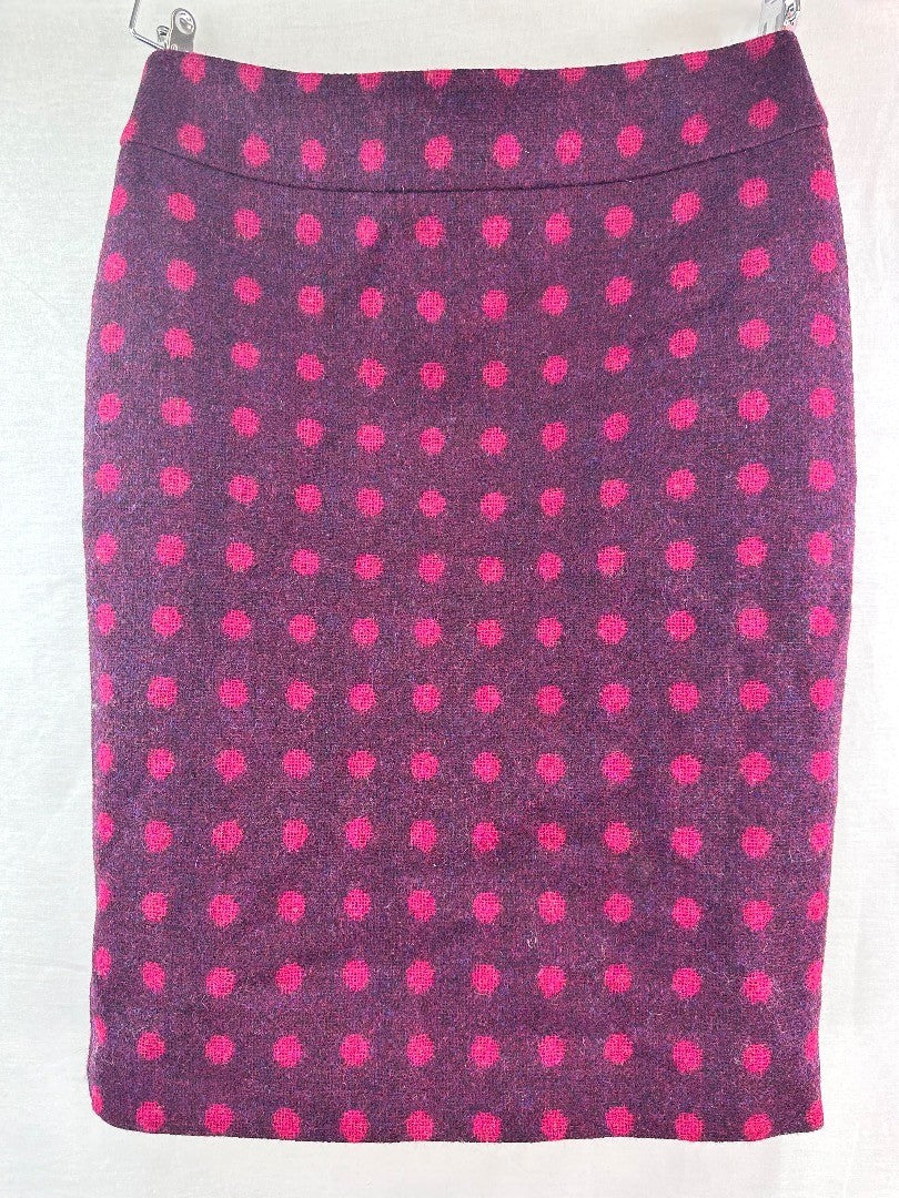 Dickins & Jones Moon Burgundy Red Spotty Winter Skirt Size 10 Excellent Condition