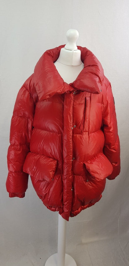 Woolrich The Buffalo Check Red Puffer Coat Size L Excellent Condition