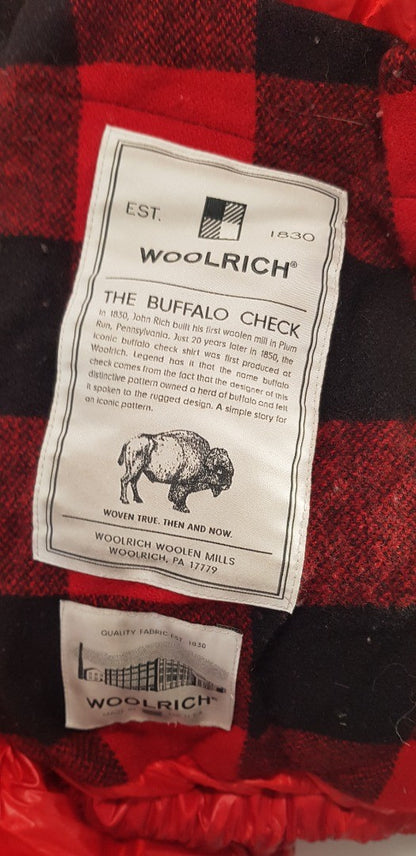 Woolrich The Buffalo Check Red Puffer Coat Size L Excellent Condition