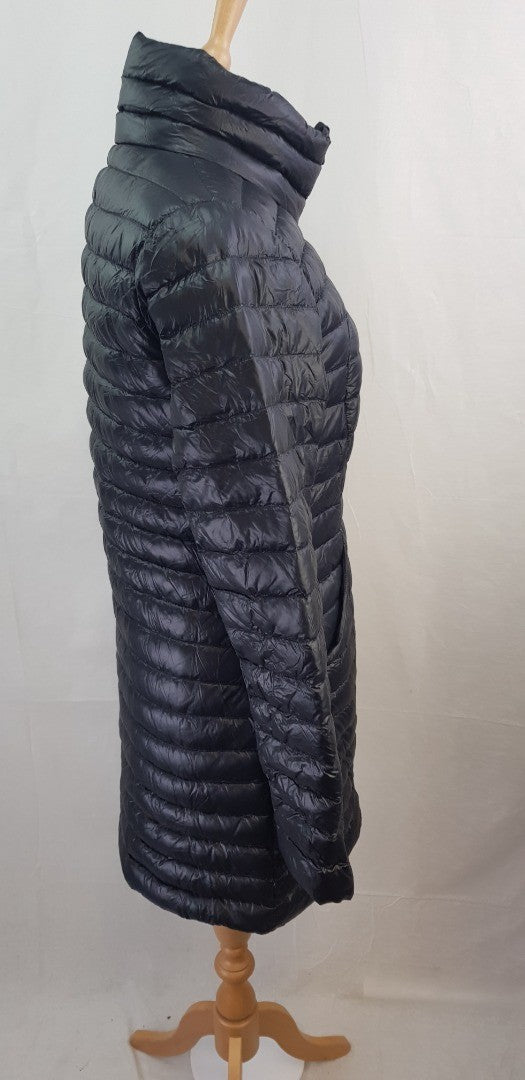 Lululemon Black Knee Length Puffer Coat Hood Size 10 Excellent Condition