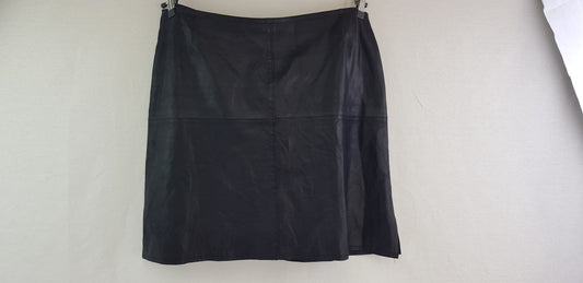 Marianne Vanderwilt Black Lined Leather Short Skirt Size 10/12 Vintage VGC