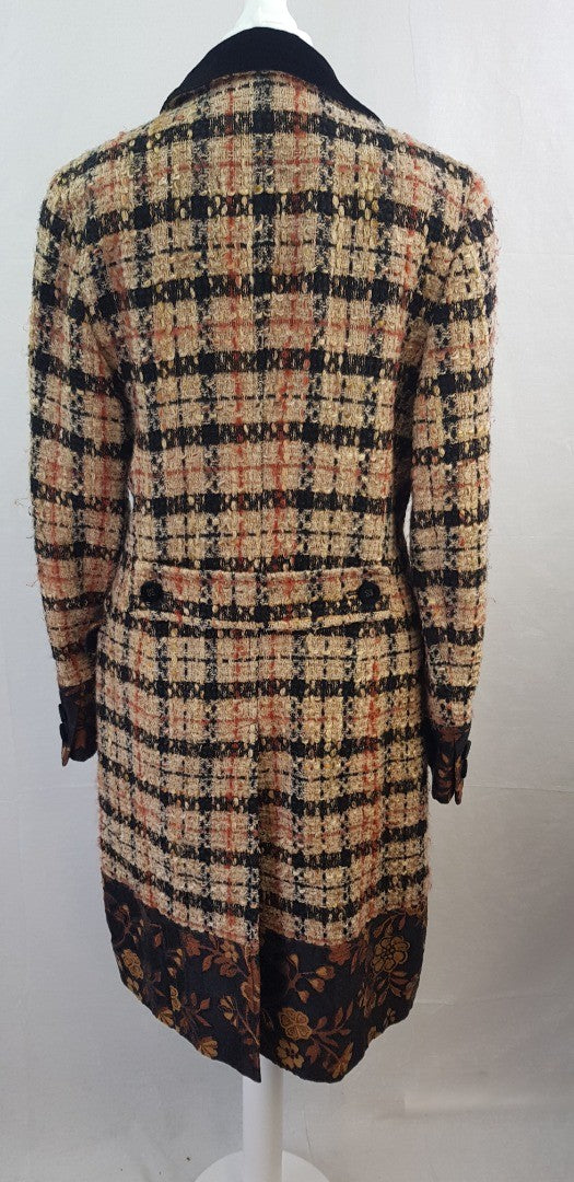 Daks London Black Beige Red Fleck Wool Mix Coat Size 14 Excellent Condition Unusual