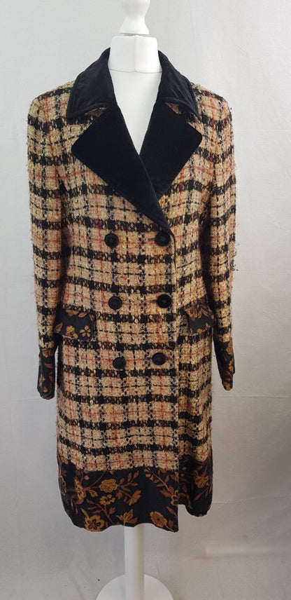 Daks London Black Beige Red Fleck Wool Mix Coat Size 14 Excellent Condition Unusual