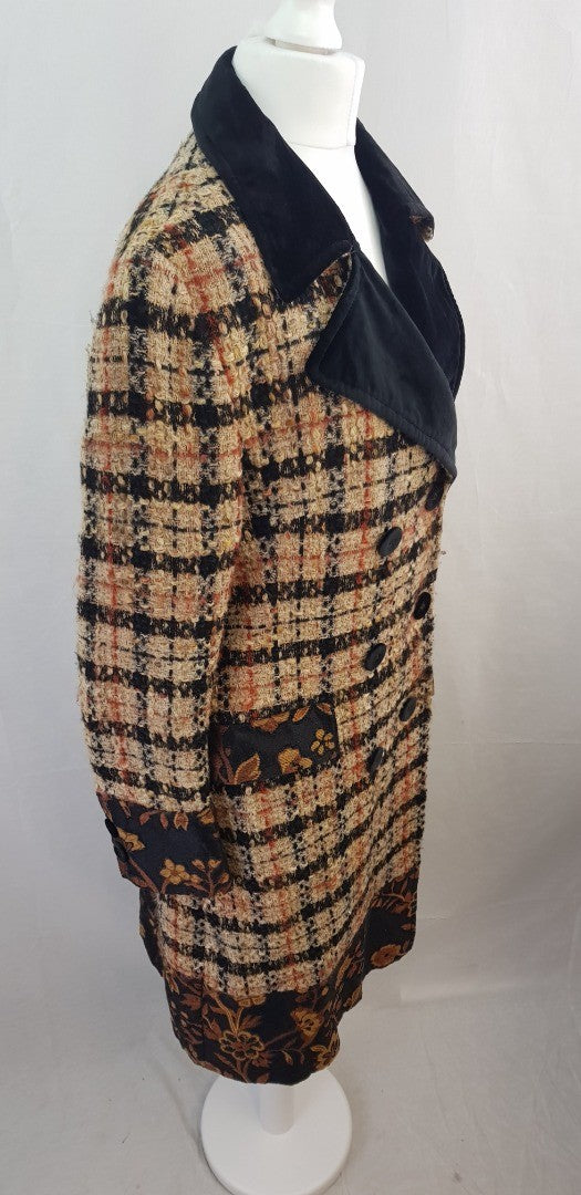 Daks London Black Beige Red Fleck Wool Mix Coat Size 14 Excellent Condition Unusual