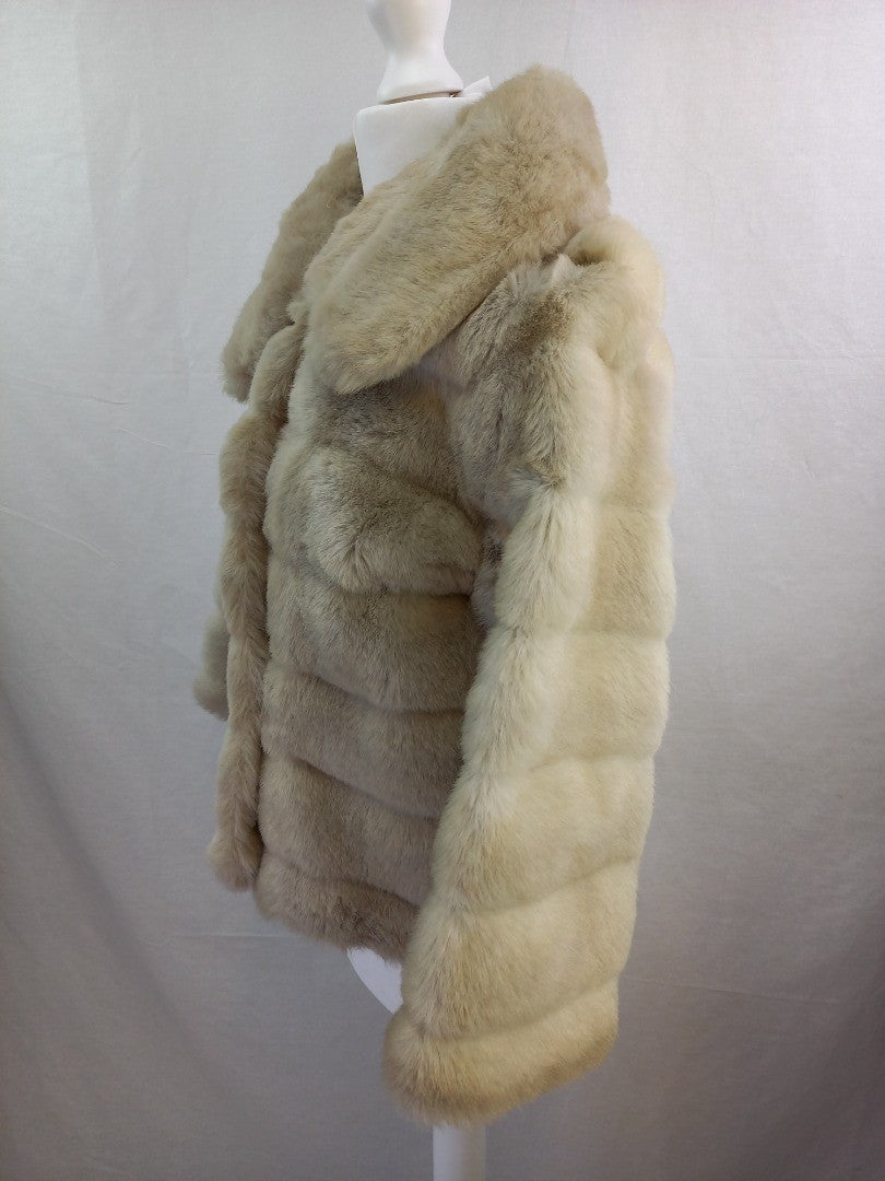 Jontique London Light Grey Faux Fur Vintage 1970s Short Winter Coat - S