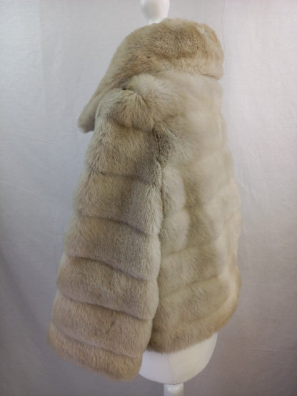 Jontique London Light Grey Faux Fur Vintage 1970s Short Winter Coat - S