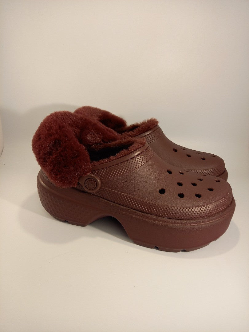 Crocs Stomp Lined Clog Sandals Slippers Slip On Maroon Purple NWT Shoes - UK 8