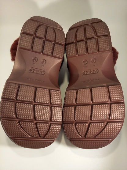 Crocs Stomp Lined Clog Sandals Slippers Slip On Maroon Purple NWT Shoes - UK 8