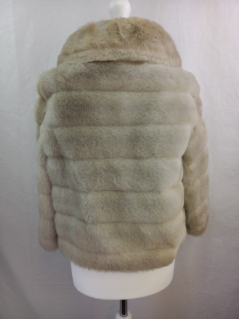 Jontique London Light Grey Faux Fur Vintage 1970s Short Winter Coat - S