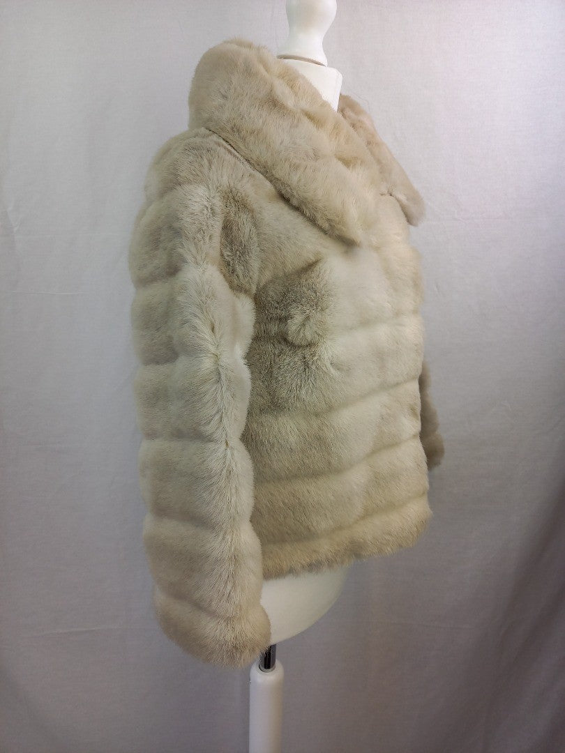 Jontique London Light Grey Faux Fur Vintage 1970s Short Winter Coat - S