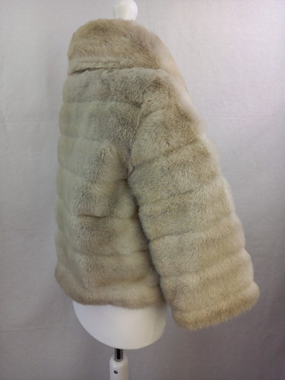 Jontique London Light Grey Faux Fur Vintage 1970s Short Winter Coat - S