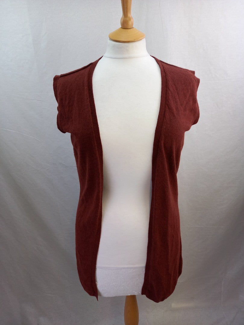 maille street cashmere mix size L waistcoat gilet BNWT rust brown