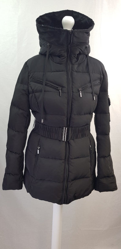 Attentif Paris Black Puffer Jacket Belt Size 10 BNWT