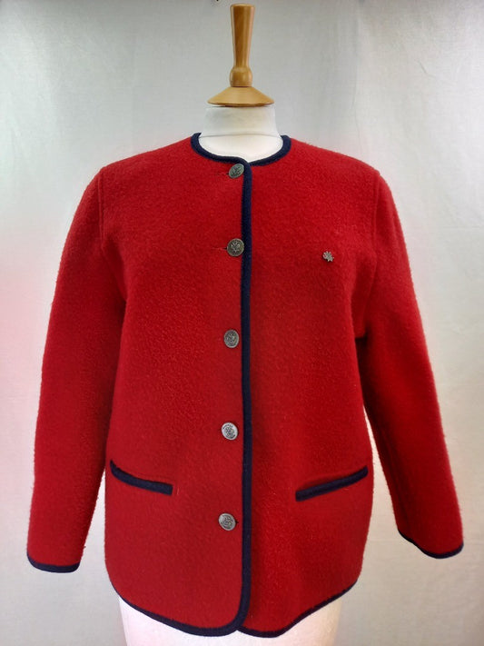 Giesswein Red Woollen Jacket Uk 16 Excellent condition