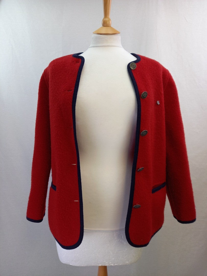 Giesswein Red Woollen Jacket Uk 16 Excellent condition