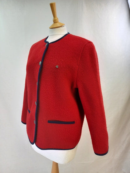 Giesswein Red Woollen Jacket Uk 16 Excellent condition