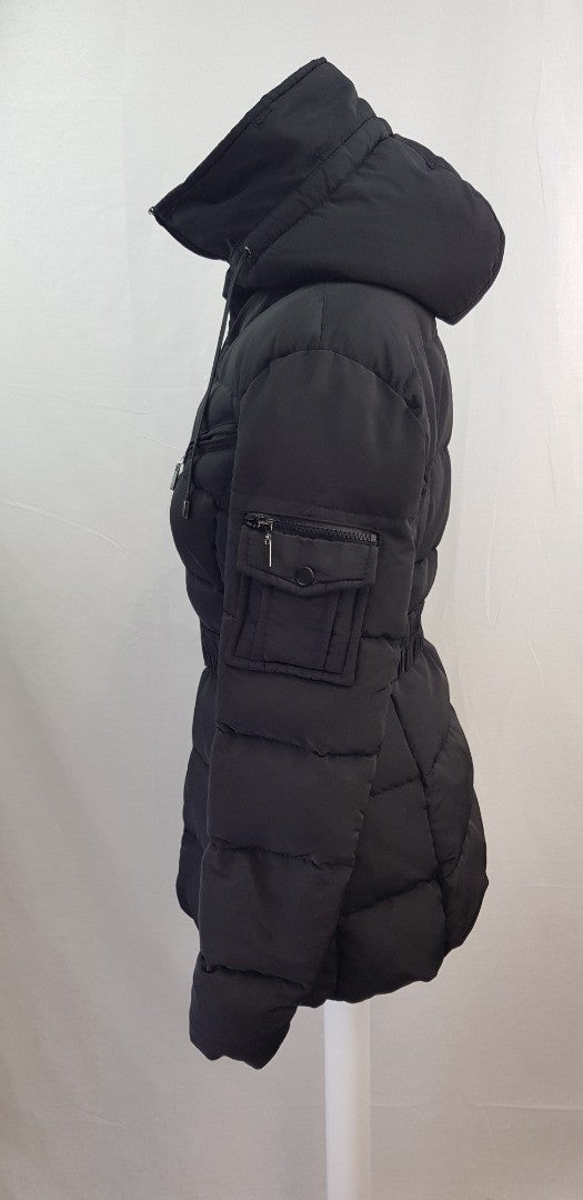 Attentif Paris Black Puffer Jacket Belt Size 10 BNWT