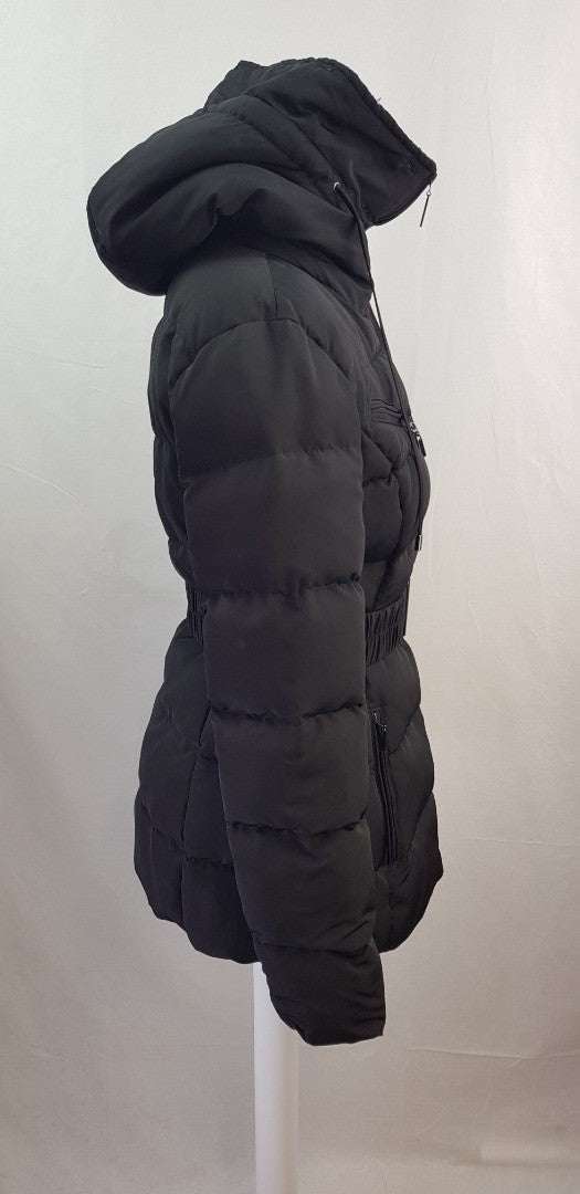 Attentif Paris Black Puffer Jacket Belt Size 10 BNWT