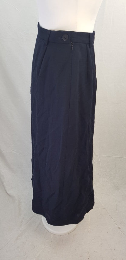 Jaeger Navy Midi Length Wool Skirt Size 10 Excellent Condition Vintage