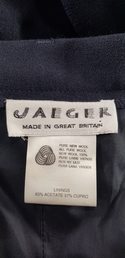 Jaeger Navy Midi Length Wool Skirt Size 10 Excellent Condition Vintage