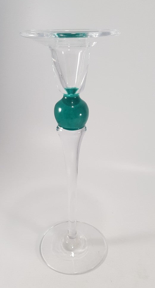 Murano Glass Candlestick Green Signed Excellent Condition Vintage