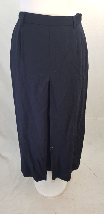 Jaeger Navy Midi Length Wool Skirt Size 10 Excellent Condition Vintage