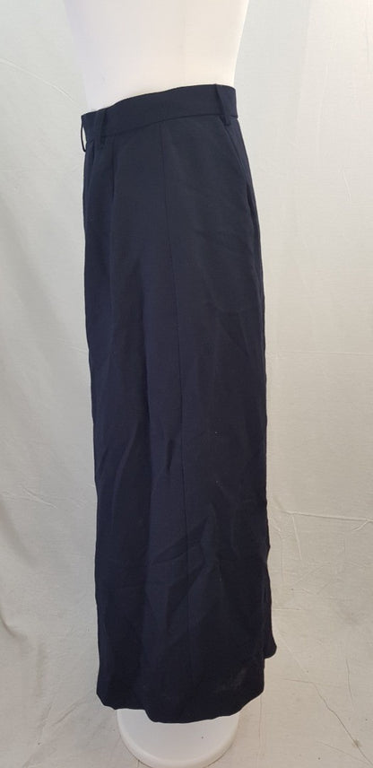 Jaeger Navy Midi Length Wool Skirt Size 10 Excellent Condition Vintage