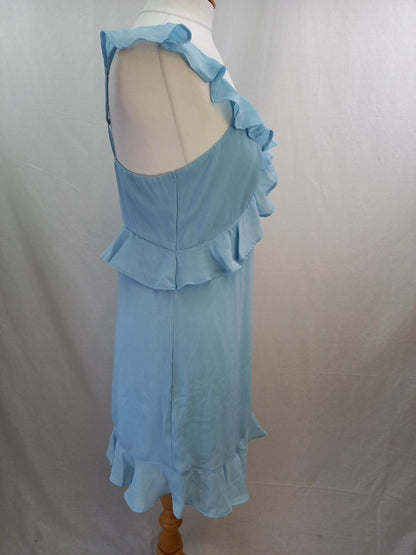 Abercrombie & Fitch Blue Frilly Strappy Asymmetrical Dress NWT - Size L