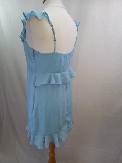 Abercrombie & Fitch Blue Frilly Strappy Asymmetrical Dress NWT - Size L